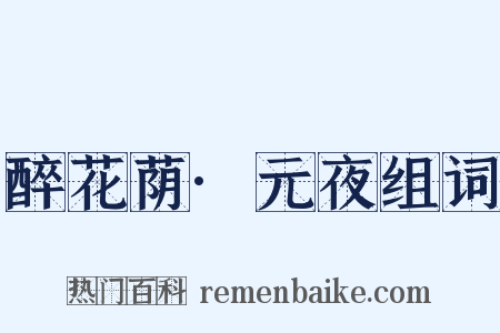 醉花荫·元夜组词是什么意思的图片